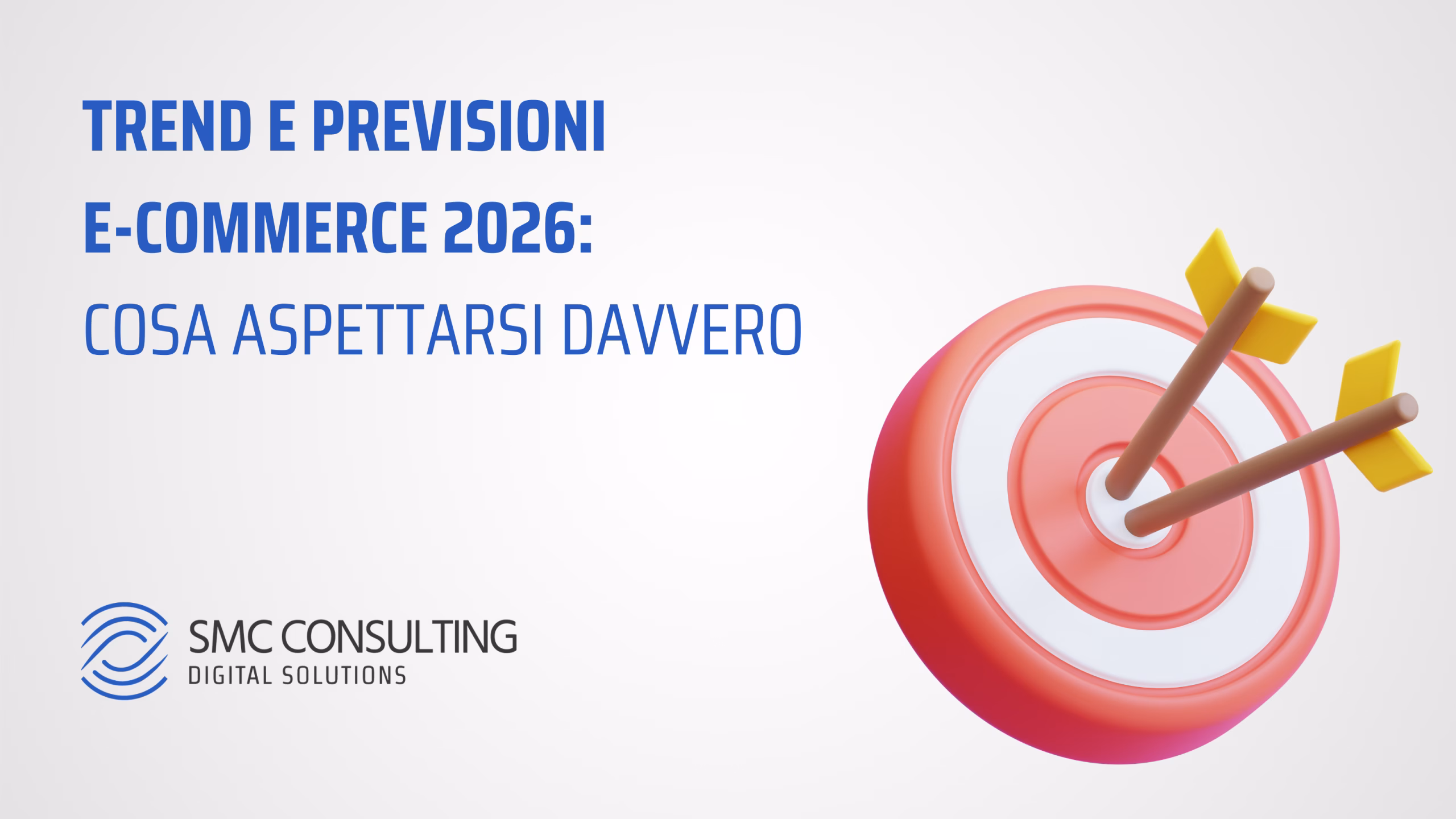 Illustrazione di un bersaglio con frecce al centro, a rappresentare obiettivi strategici e trend dell’e-commerce 2026 e le previsioni su cui le aziende devono concentrarsi