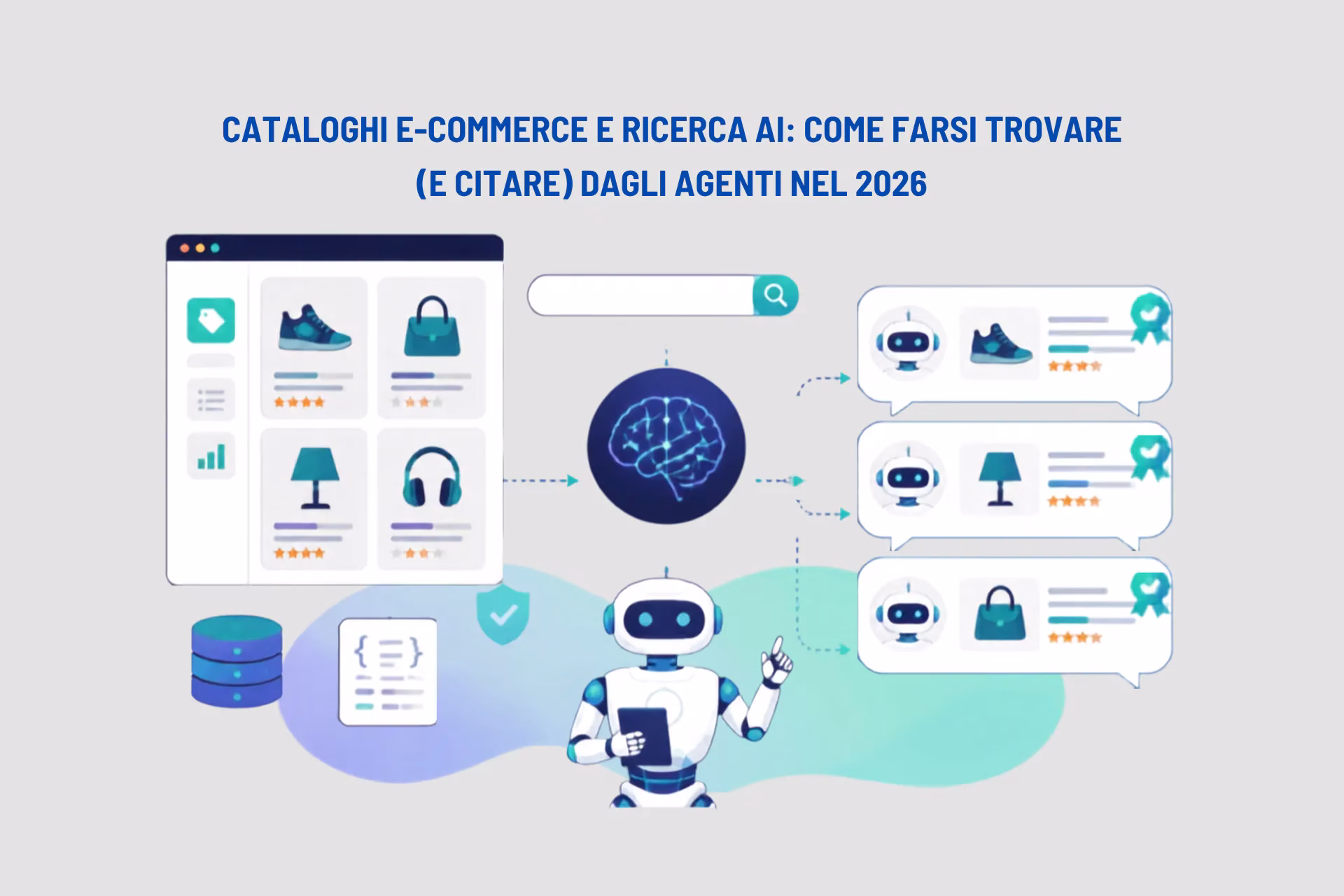 Interfaccia di un catalogo e-commerce con dati strutturati evidenziati